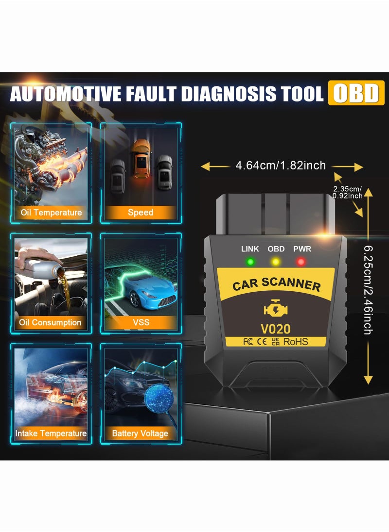 CAFELE - OBD2 Scanner Bluetooth for iPhone iOS Android OBDII Diagnostic Scan Tool Code Reader Clear Error Code Car Performance Test Exclusive APP - Image 1