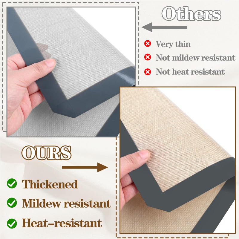 Ninsula Silicon Baking Mats, 16.5"x11.6" 2-Pack Reusable Silicon Baking Mat Sheet, Baking Sheets Non-Stick, Food Safe Baking Mats Can Be Used For Baking Cookies, Bread, Pizzas - Image 3