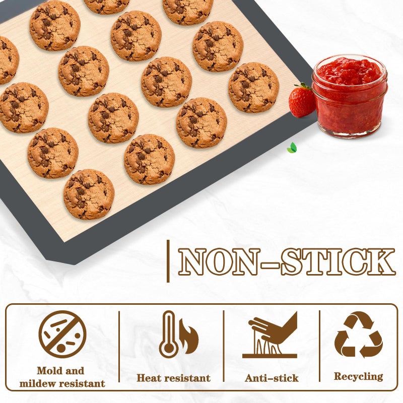 Ninsula Silicon Baking Mats, 16.5"x11.6" 2-Pack Reusable Silicon Baking Mat Sheet, Baking Sheets Non-Stick, Food Safe Baking Mats Can Be Used For Baking Cookies, Bread, Pizzas - Image 4