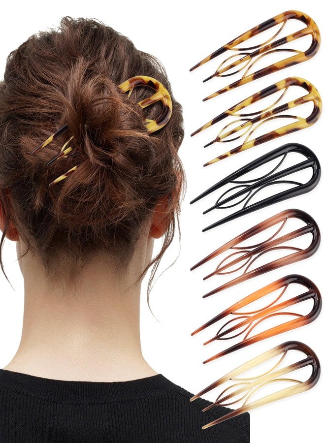 AWAYTR French Hair Pin for Women - U-Shaped Hair Fork for Updos, Chignons & French Twists, Durable Acrylic, Secure & Elegant Styling for All Hair Types (Tortoiseshell) - Image 1