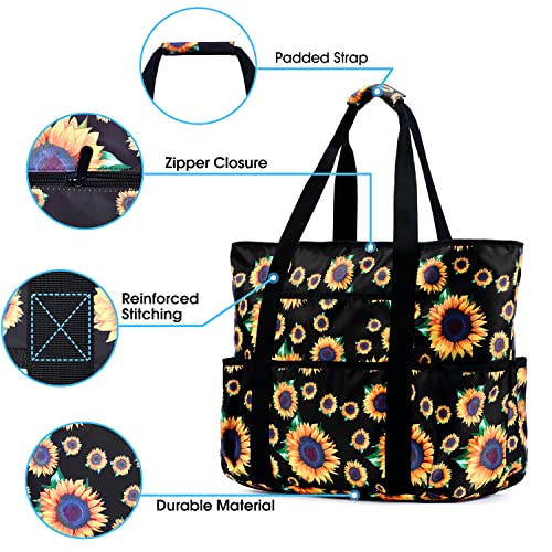 Becokan Beach Bags for Women Large Beach Tote Bag with Zipper Pockets Beach Bag Waterproof Sandproof Travel Nurse Tote Bag - Image 3