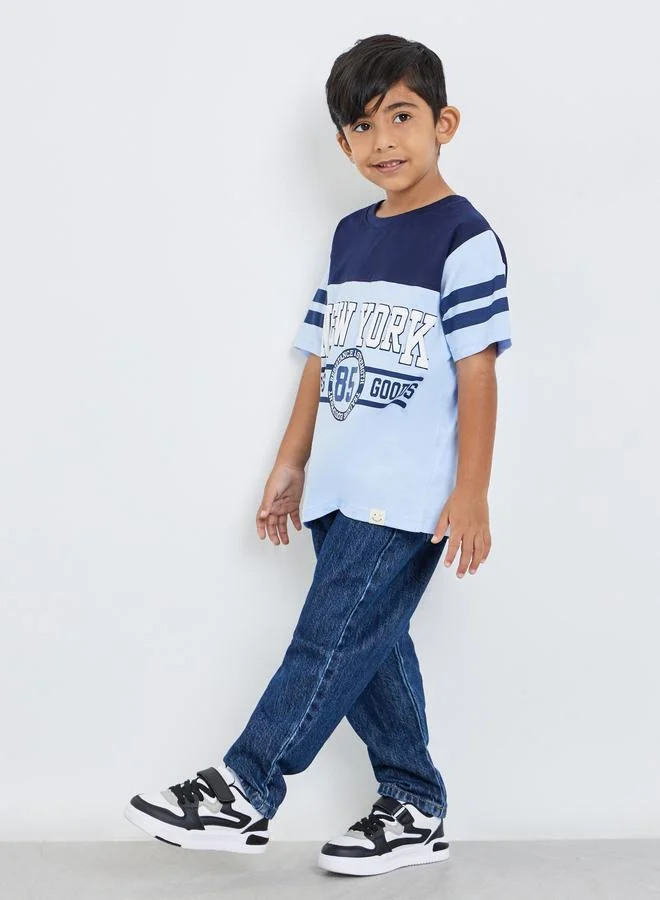 Styli Styli Boys Color Block Graphic T-Shirt