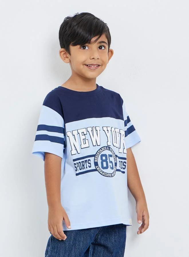 Styli Styli Boys Color Block Graphic T-Shirt