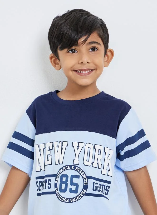 Styli Styli Boys Color Block Graphic T-Shirt