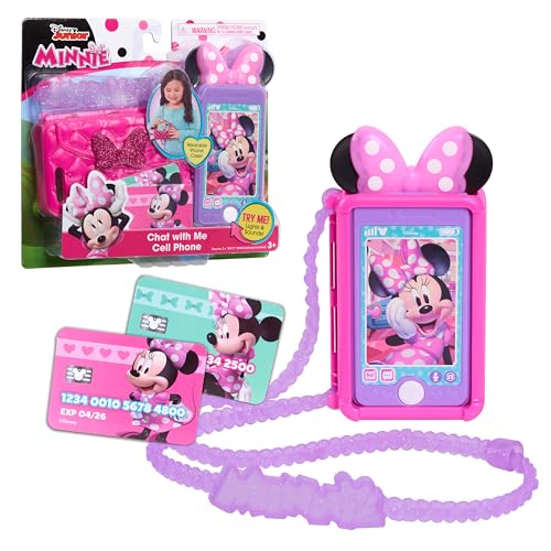 Minnie Disney Junior Minnie Mouse Chat with Me Pretend Play Cell Phone Set Lights and Sounds Kids Toys for Ages 3 Up by Just Play - Image 1