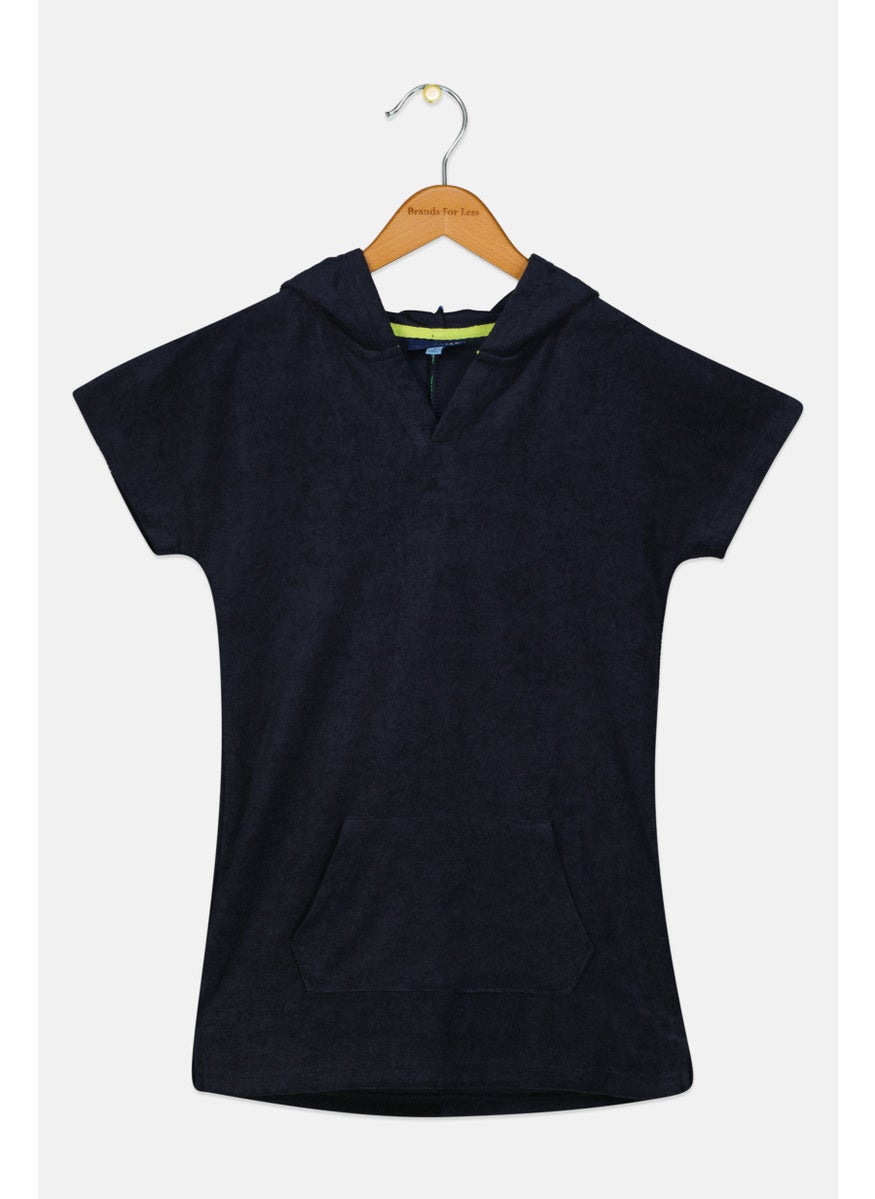Andy & Evan Kids Boy Plain Short Sleeves Hoodie, Navy  - Image 1