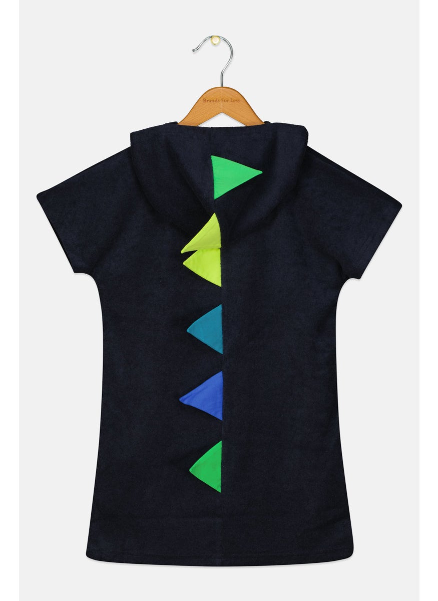 Andy & Evan Kids Boy Plain Short Sleeves Hoodie, Navy  - Image 2