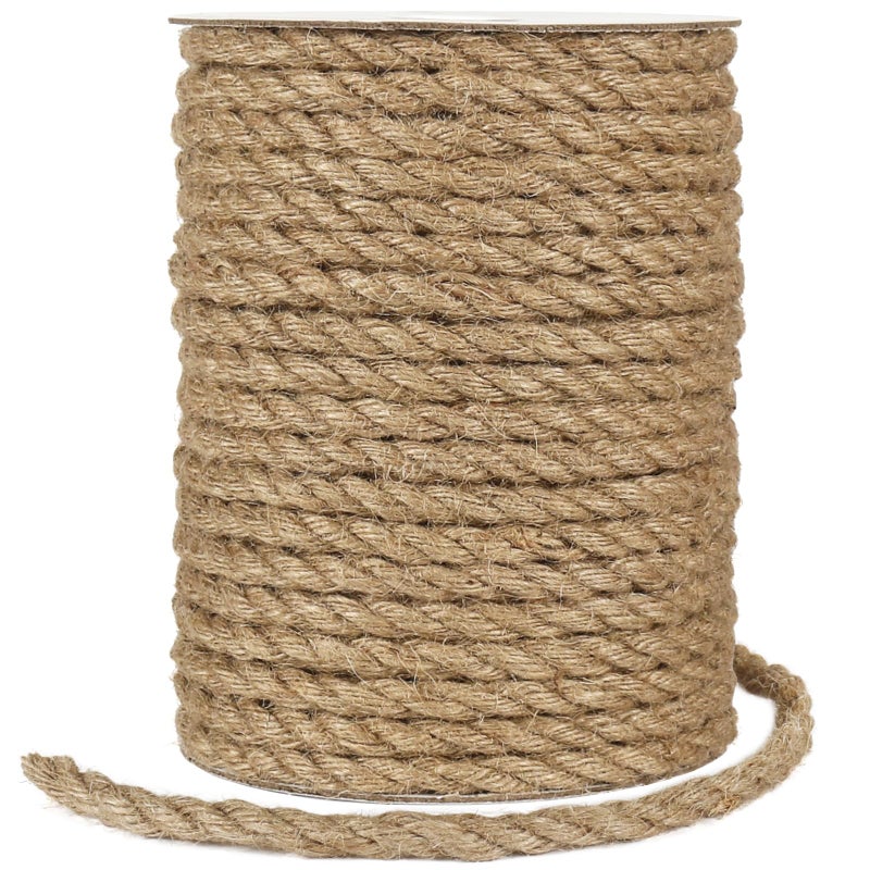 tenn well 8mm Jute Rope 100 Feet Thick Garden Jute Twine String for DIY Cat Scratcher Gardening Bundling and Craft Decoration Brown