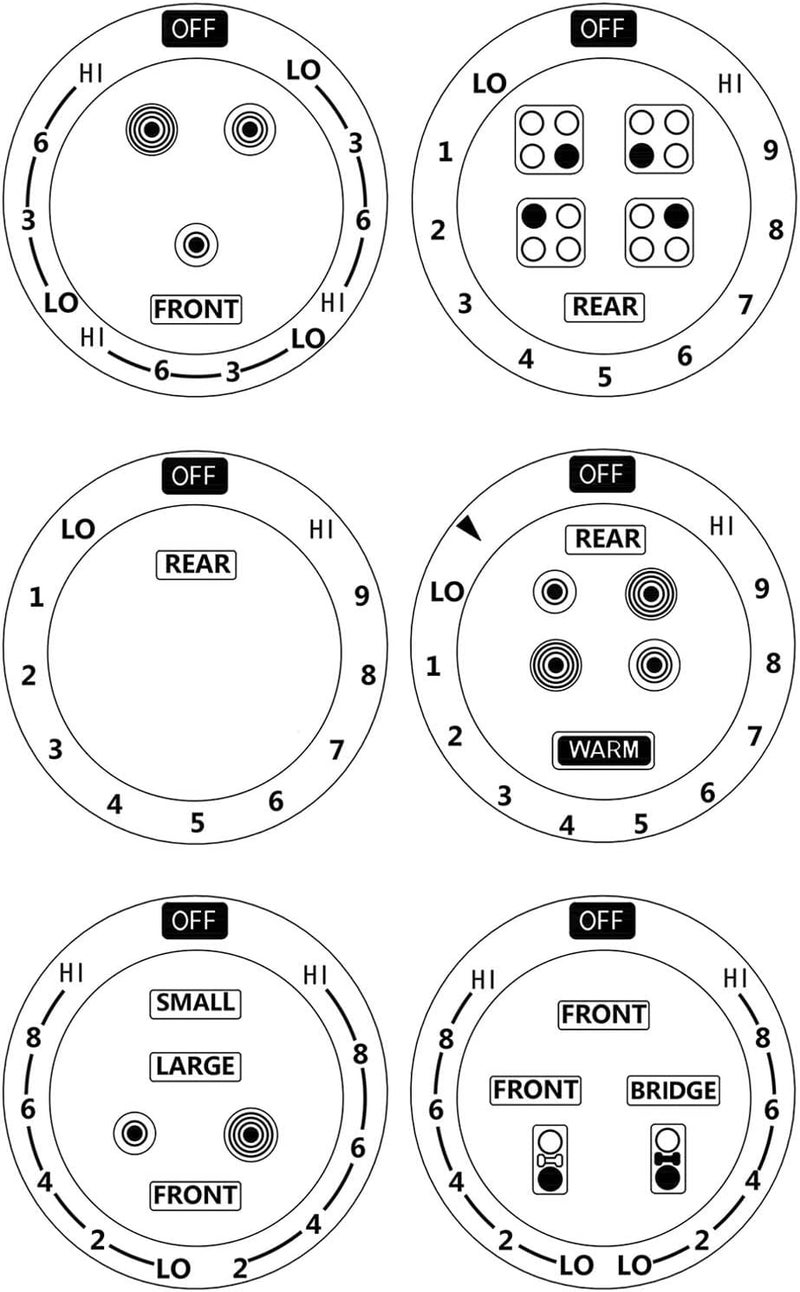 MANWU 6 Stove dials Sticker for Burner cooktop hob Cooker top Oven Replacement Adhesive knob Symbols (Black Print ON Clear for Silver, White or Light Coloured Cooker Tops) Global trendy simple build - Image 1
