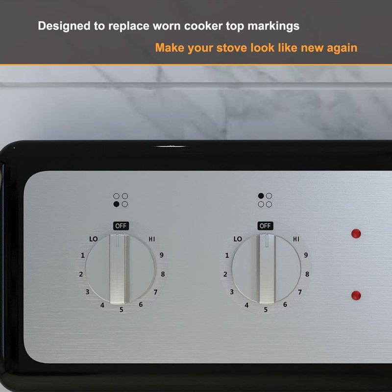 MANWU 6 Stove dials Sticker for Burner cooktop hob Cooker top Oven Replacement Adhesive knob Symbols (Black Print ON Clear for Silver, White or Light Coloured Cooker Tops) Global trendy simple build - Image 5