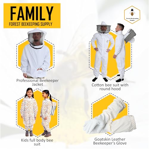 FOREST BEEKEEPING SUPPLY جاكيت النحل مع غطاء - جاكيت من قماش القطن الطبيعي مع خصر وأساور مرنة، سحابات نحاسية YKK، 3 جيوب متعددة الاستخدامات. غطاء قابل للإزالة قابل للتبديل مع بدلة تربية النحل في الغابة. (كبير) - Image 5