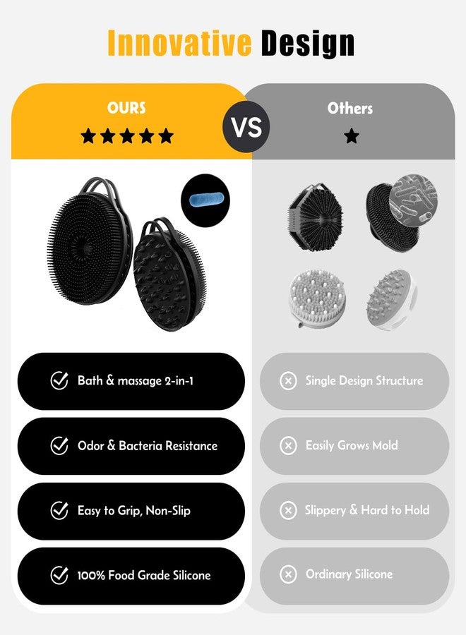EKOTTOK 2 in 1 Silicone Body Brush, Anti-Cellulite Massage Exfoliating Shower Brush for Men and Women, Remove Dead Skin, Reduce Cellulite, Improve Circulation - Image 2