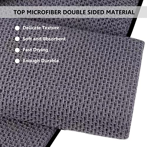 LUSTEMBER 3 Pack Large Golf Towels, 16" x 24" Tri-Fold Portable Microfiber Fabric Waffle Pattern Golf Towel for Golf Bag with Carabiner Clip to Quickly Remove Sand, Mud, Dirt and Sweat - Image 4