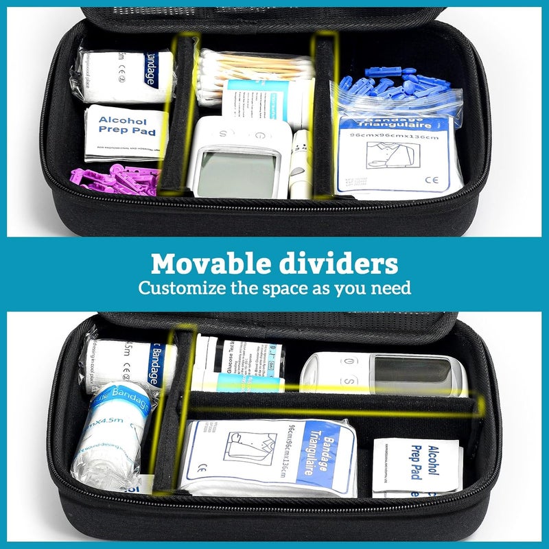 ProCase Diabetic Supplies Hard Travel Case Diabetes Storage Bag for Glucose Meter Insulin Pen Blood Sugar Test Strips Syringe Needles and More Kits Diabetic Care Kits Organizer Holder Black - Image 3