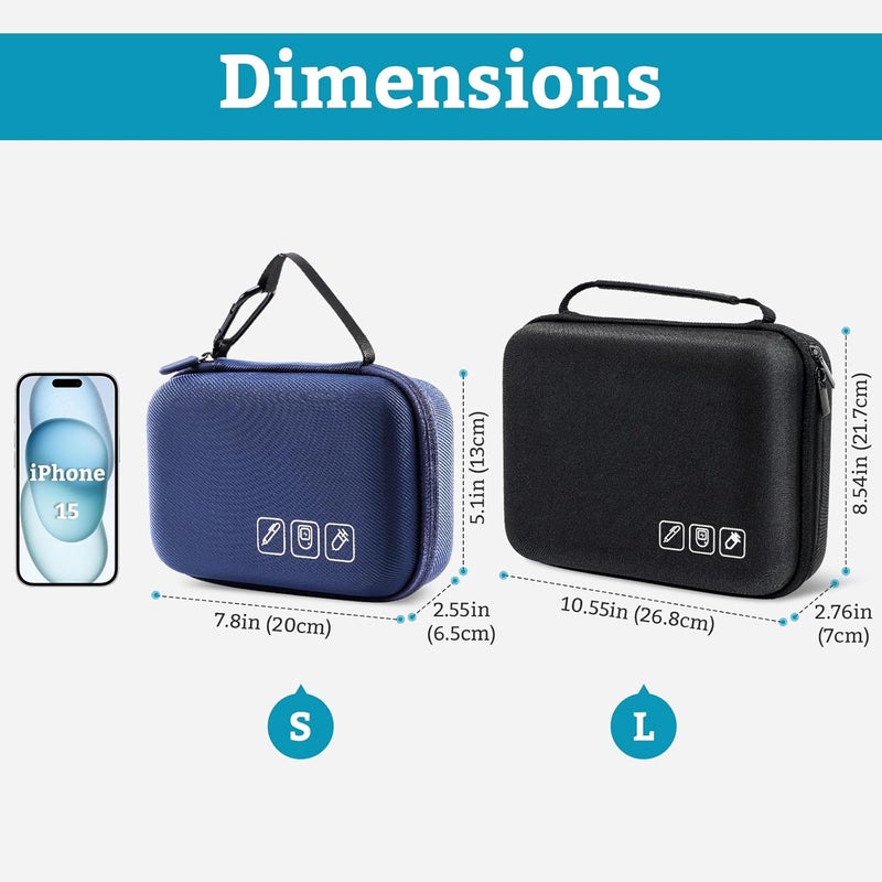 ProCase Diabetic Supplies Hard Travel Case Diabetes Storage Bag for Glucose Meter Insulin Pen Blood Sugar Test Strips Syringe Needles and More Kits Diabetic Care Kits Organizer Holder Black - Image 2