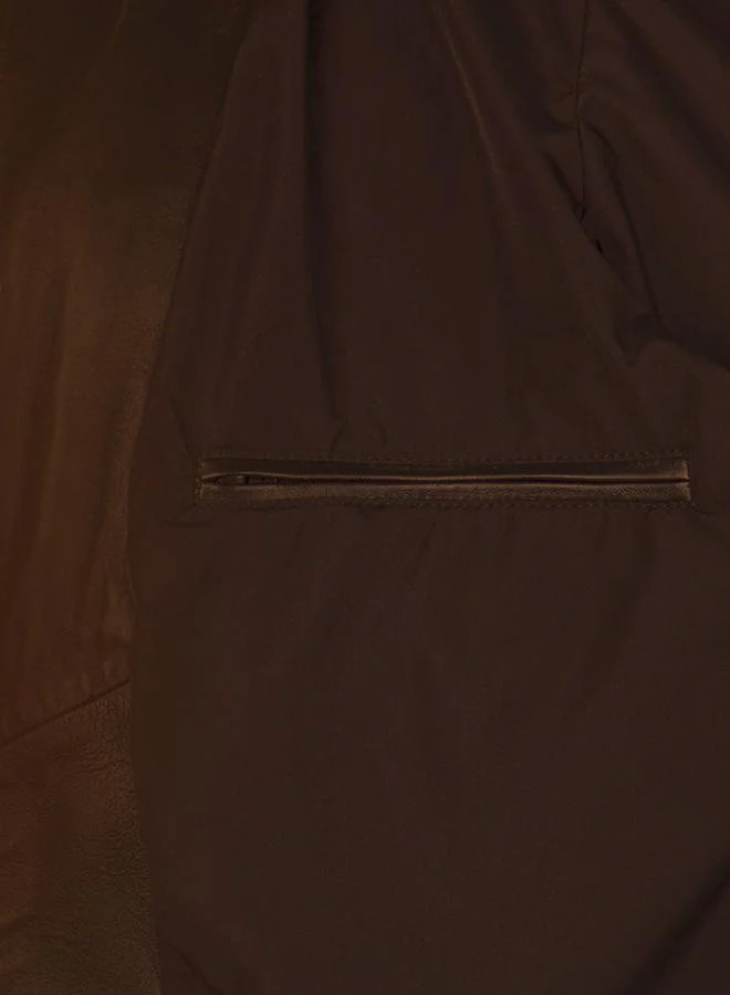 فيليكس هاردي Genuine Leather High Neck Biker Jacket
