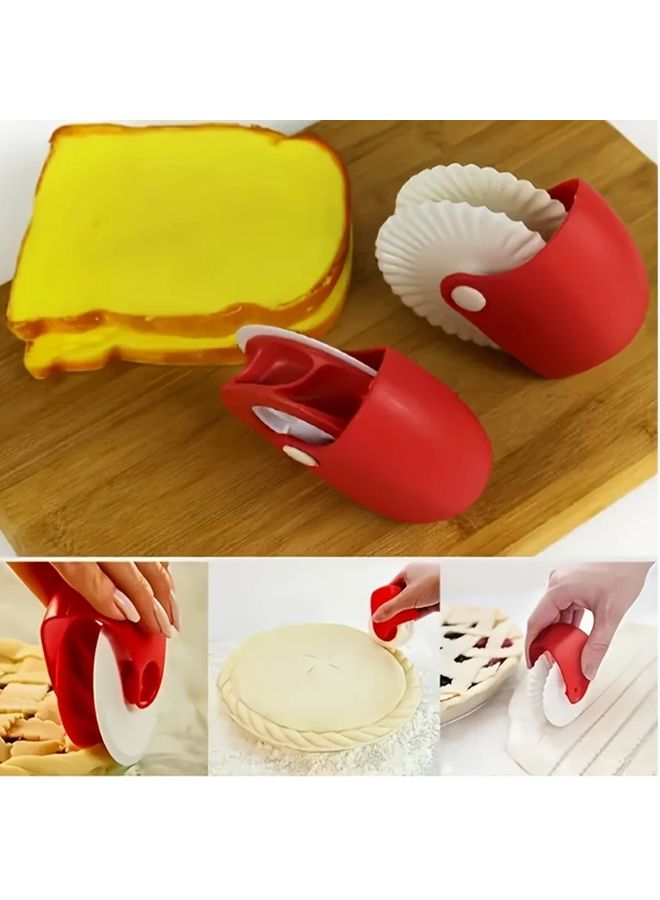 White And Red 2pcs Kitchen Pasta Cutter Set With Pizza Edge Roller And Manual Noodle Maker - Image 4