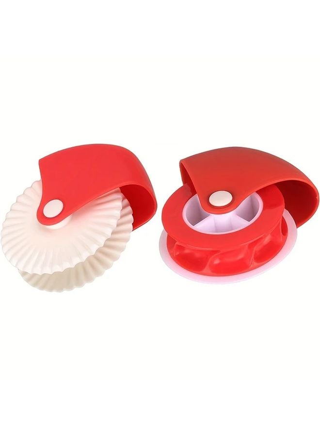 White And Red 2pcs Kitchen Pasta Cutter Set With Pizza Edge Roller And Manual Noodle Maker - Image 1