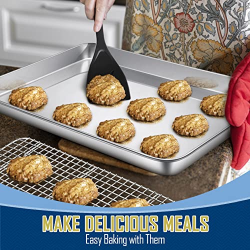 Joyfair 17.5 Inch Baking Sheet Pan with Cooling Rack Set, Joyfair Stainless Steel Toaster Oven Tray Pans with Grid Racks, Rectangular Bakeware for Cookie/Bacon, Heavy Duty & Rust-free, Dishwasher Safe - Image 5