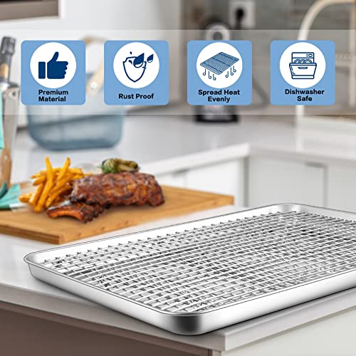 Joyfair 17.5 Inch Baking Sheet Pan with Cooling Rack Set, Joyfair Stainless Steel Toaster Oven Tray Pans with Grid Racks, Rectangular Bakeware for Cookie/Bacon, Heavy Duty & Rust-free, Dishwasher Safe - Image 4