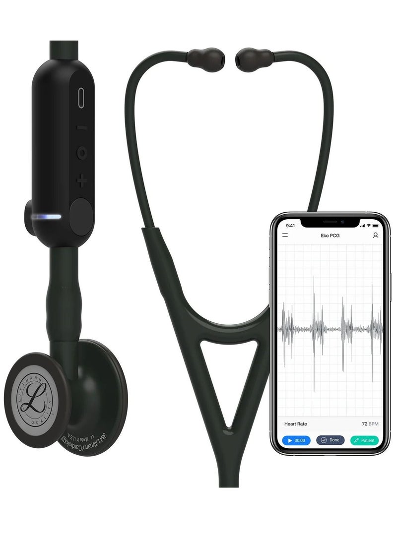 ثري أم ليتمان 3M Littmann CORE سماعة الطبيب الرقمية السوداء أنبوب الصدر 27 بوصة الجذعية والسماعة 8490 - Image 1