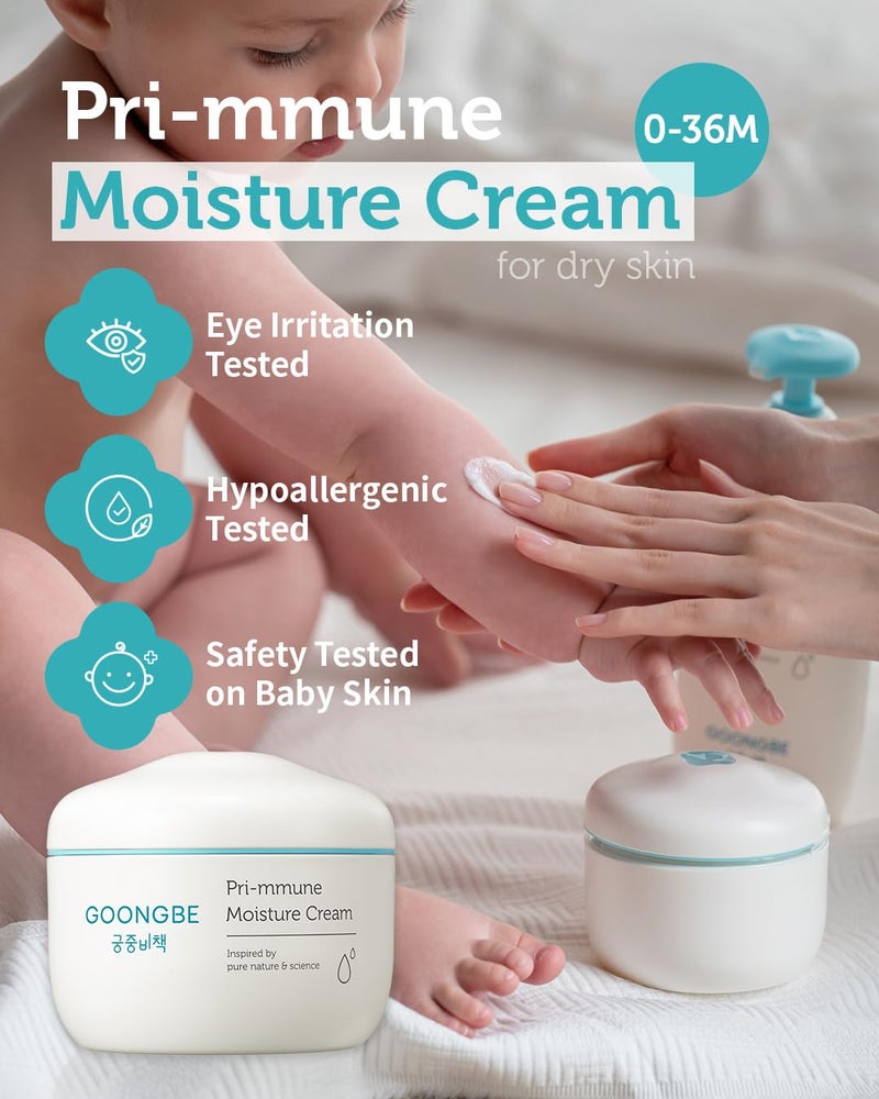 غونغبي GOONGBE Pri-mmune Moisture Cream - Korean Baby Body Cream with Shea er - Hypoallergenic Gentle Daily Moisturizer for Dry Skin - Fast Absorbing, Naturally Derived Non-Sticky Cream, 6.1oz. - Image 2