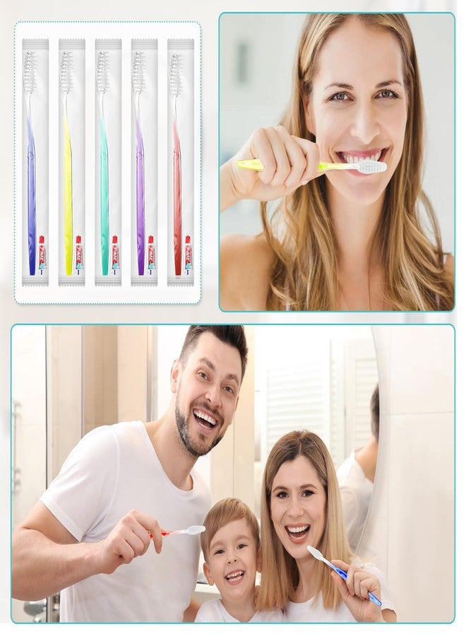 KisSealed 250 Pack Disposable Toothbrushes with Toothpaste,Bulk Travel Toothpaste and Toothbrush Set,Soft Bristle Individually Wrapped for Travel Hotel Donation Homeless Gift,Multicolor - Image 3