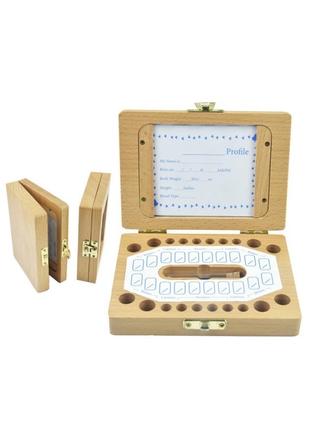 Wooden Children's Picture Frame Baby Tooth Preservation Box Hair Teeth Storage House Wooden Toys For Children Aged 4-6-Color:Right Angle Photo Frame-Chinese-Specifications:15*11.5*4.5CM  - Image 1