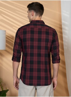 Dennis Lingo Red Casual Shirt for Men, 100% Cotton, Slim Fit  - Image 3