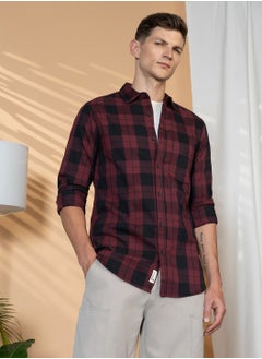 Dennis Lingo Red Casual Shirt for Men, 100% Cotton, Slim Fit  - Image 1