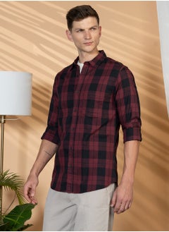 Dennis Lingo Red Casual Shirt for Men, 100% Cotton, Slim Fit  - Image 2