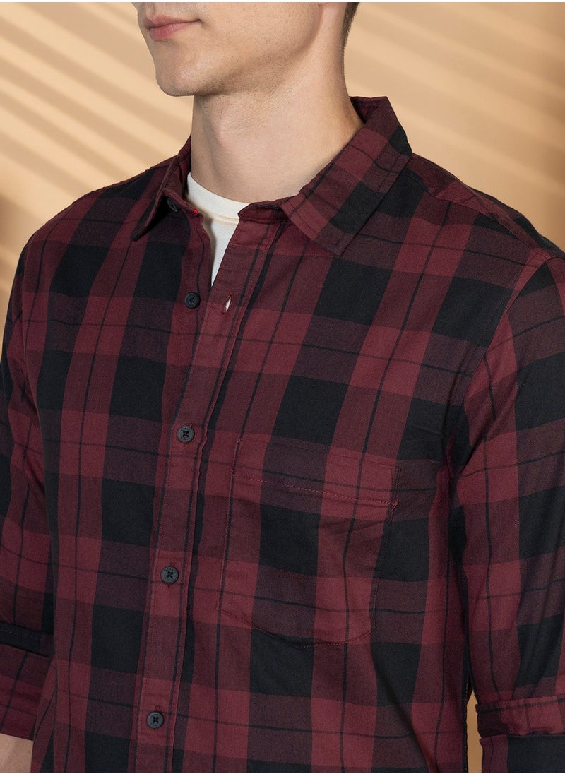 Dennis Lingo Red Casual Shirt for Men, 100% Cotton, Slim Fit  - Image 5
