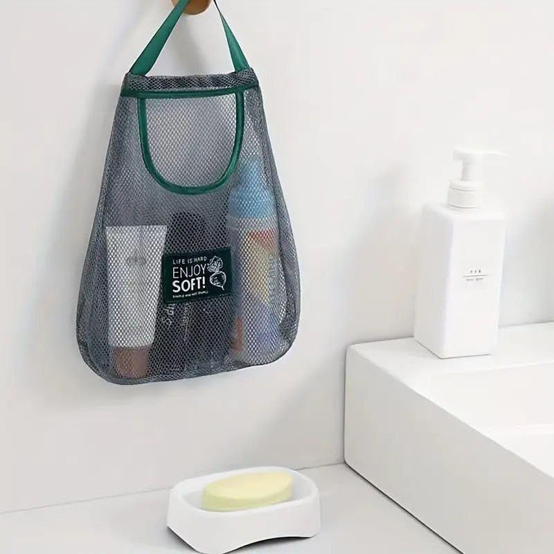 MVM Enterprise Reusable Mesh Bags for Fruit and Vegetable Hanging Storage Kitchen StorageWashable Foldable Net Bags for Fruit Veggies Green Pepper or Garbage Bag 1 PCS - Image 2