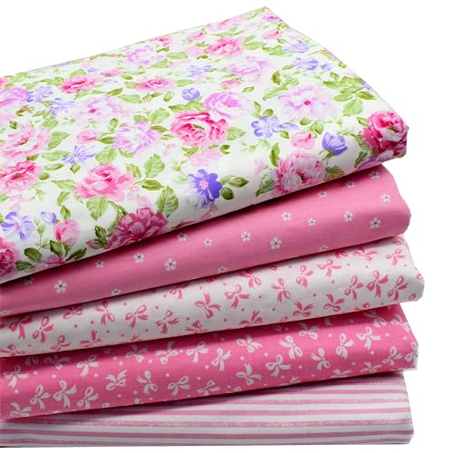 iNee Pink Fat Quarters Quilting Fabric Bundles for Quilting Sewing Crafting,18 x 22 inches,(Pink) - Image 1