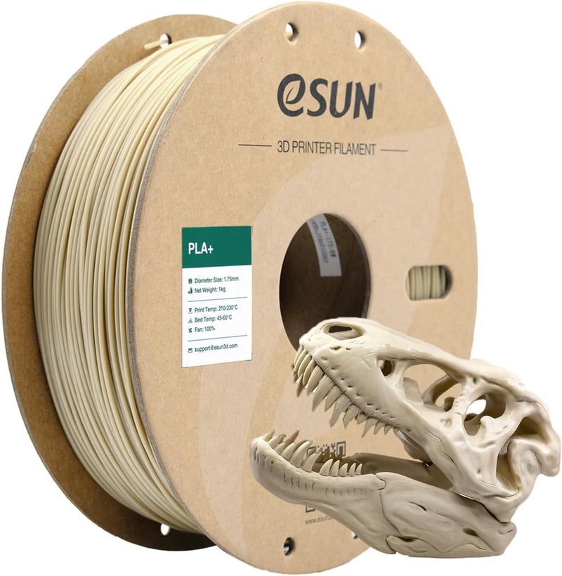eSUN PLA+ Filament 1.75mm, 3D Printer Filament PLA Plus, Dimensional Accuracy +/- 0.03mm, 1KG Spool (2.2 LBS) 3D Printing Filament for 3D Printers, Bone White - Image 1