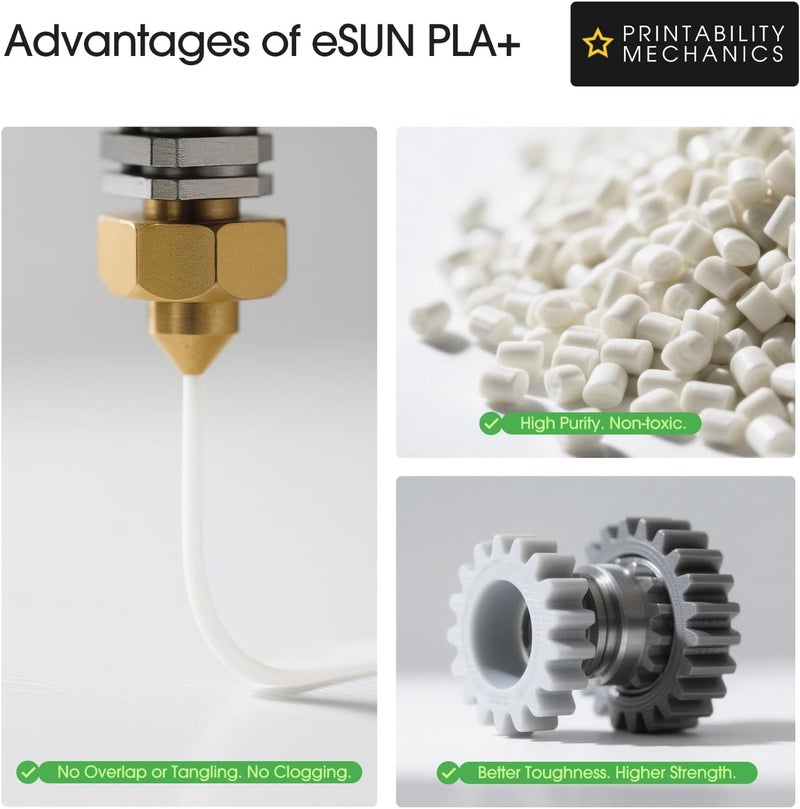 eSUN PLA+ Filament 1.75mm, 3D Printer Filament PLA Plus, Dimensional Accuracy +/- 0.03mm, 1KG Spool (2.2 LBS) 3D Printing Filament for 3D Printers, Bone White - Image 4