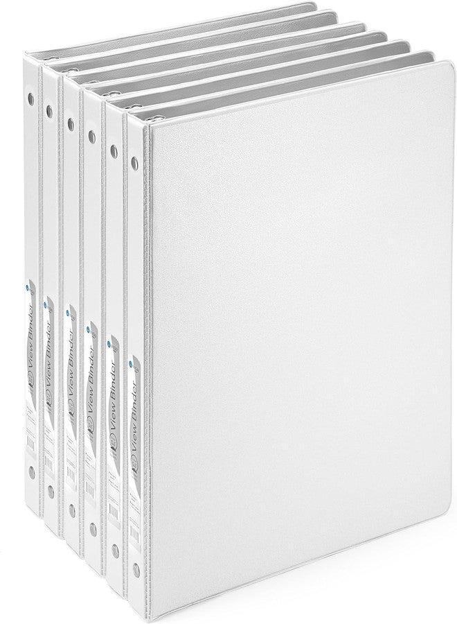 Enday ½ Inch 3 Ring Binder .5 inch, White Round Ring Binder with Clear View Cover & 2 Inside Pockets Binders, School Supplies Binders (6 PC) - by Enday - Image 1