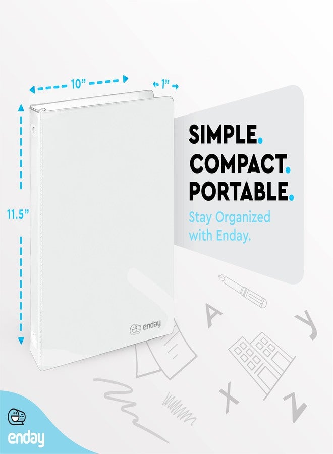 Enday ½ Inch 3 Ring Binder .5 inch, White Round Ring Binder with Clear View Cover & 2 Inside Pockets Binders, School Supplies Binders (6 PC) - by Enday - Image 4