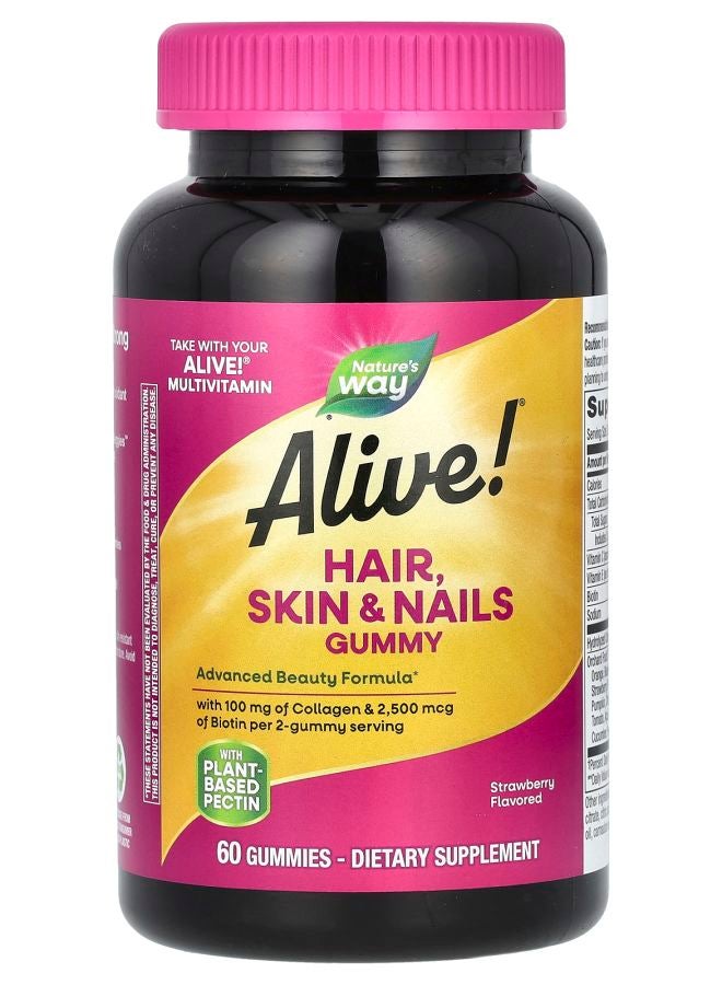 Alive! Hair Skin & Nails Gummies Strawberry 60 Gummies