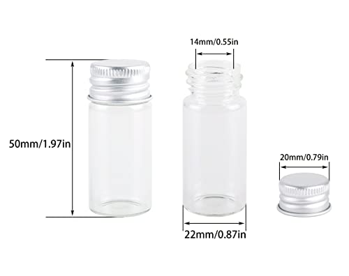 MaxMau 100 10ml Vials Small Mini Tiny Glass Bottles Clear Empty Jars with Aluminum Top Screw Lids Message Sample Bottle Wedding Favors Decorations DIY Jewelry Accessories Liquid Hold Storage - Image 4