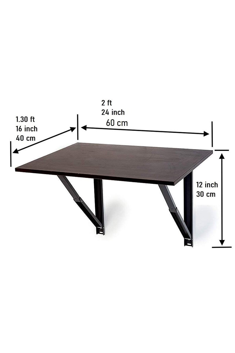 Compal Heavy Duty Foldable Table for LaptopStudyDiningMicrowaveStorageAdults Kids Study Multipurpose Utility Engineered Wood Study Table 16x24 Inch Walnut Wall Mount Table - Image 3