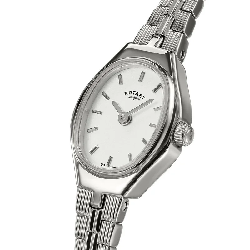 Rotary Rotary Ladies 1895 Silver White Satin Dial Stainless Steel Bracelet Watch - RLB10051/70
