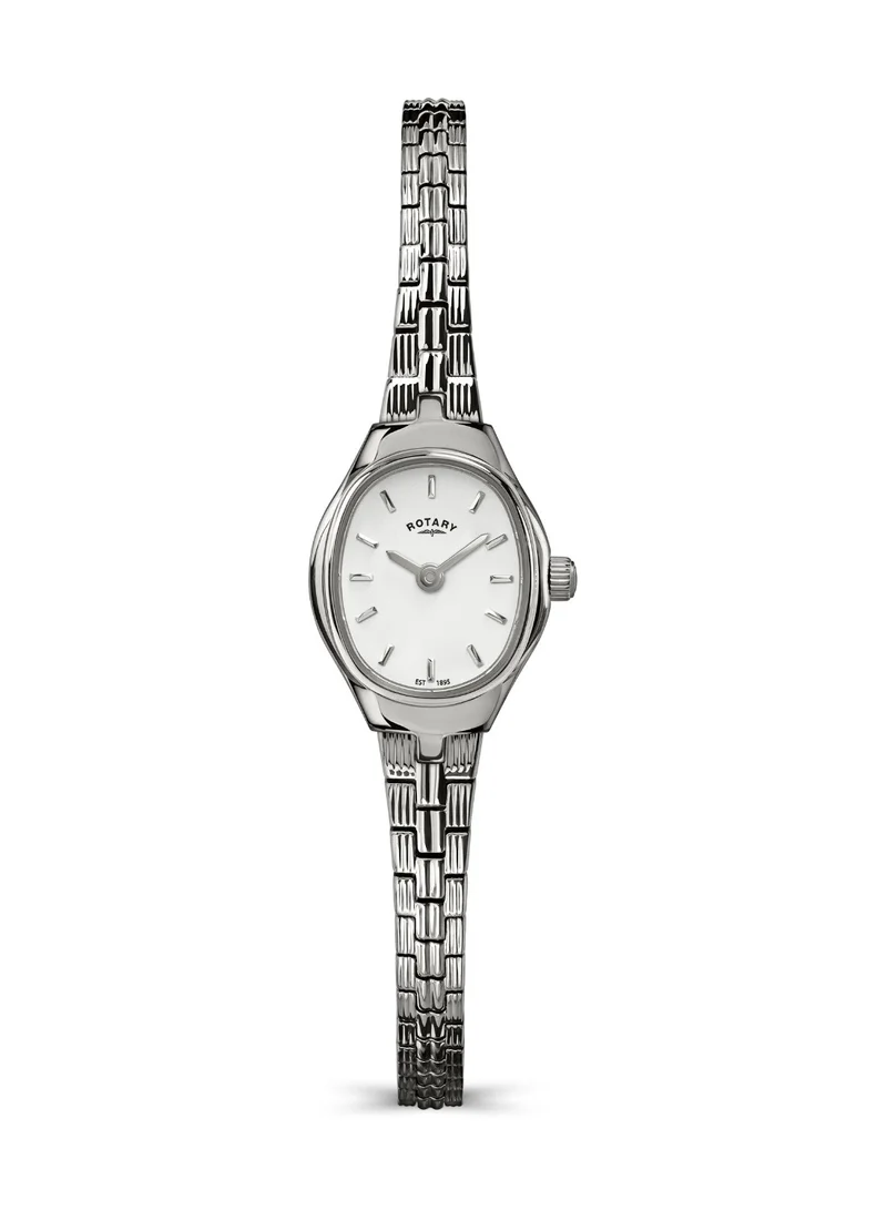 Rotary Women's 1895 Analogue Watch, 16.8 mm, White Dial, Stainless Steel Bracelet