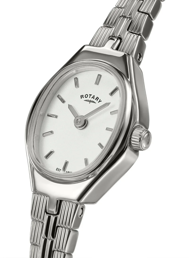 Rotary Women's 1895 Analogue Watch, 16.8 mm, White Dial, Stainless Steel Bracelet