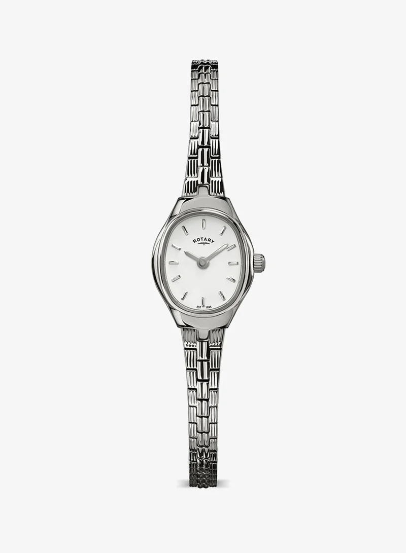 Rotary Women's 1895 Analogue Watch, 16.8 mm, White Dial, Stainless Steel Bracelet