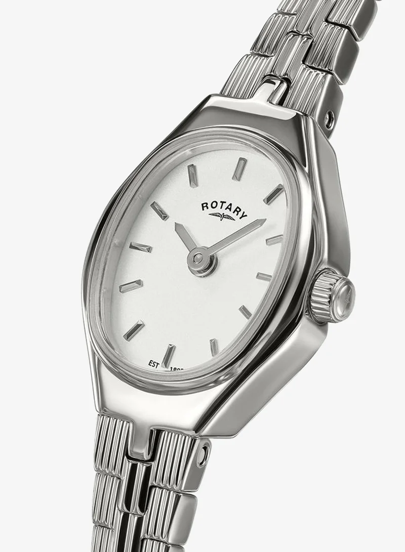 Rotary Women's 1895 Analogue Watch, 16.8 mm, White Dial, Stainless Steel Bracelet