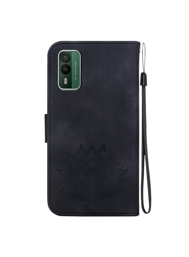 اس-توب جراب لهاتف Nokia XR21 مصنوع من الجلد المنقوش بنقشة لوتس - Image 3