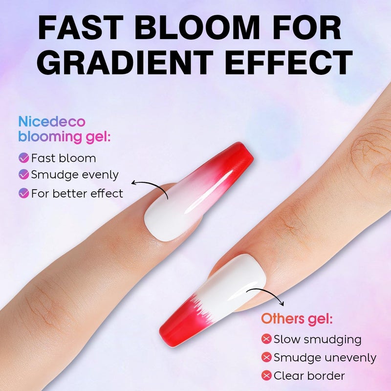 Nicedeco Hema Free Nail Blooming Gel 15ml Cruelty Free Vegan Clear Blossom Gel Polish for Spreading Effect Marble Watercolor Floral Print for DIY Nail Art - Image 5