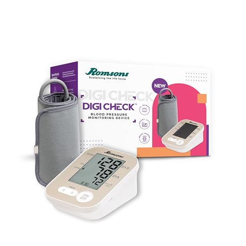 Romsons Digi Check Fully Automatic Digital Blood Pressure Monitor With 2 Years Warranty | 360° Accuracy & Precise Fit Smart Cuff | Arrhythmia and Hypertension Detector | Quick Accurate Reading | 120 Memory Recall & Smart Detector - Image 1