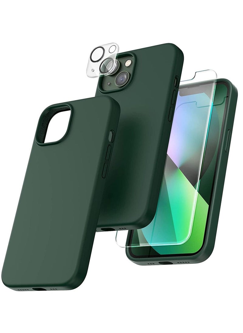 5 in 1 Designed for iPhone 14 Plus Case, with 2 Pack Screen Protector + 2 Pack Camera Lens Protector, Liquid Silicone Ultra Slim Shockproof Protective Phone Case 6.7 - Image 1